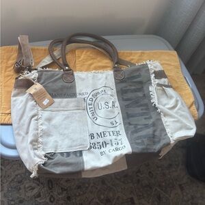 Cargo Women's Patchwork Canvas Tote - Gray and Brown